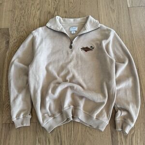 Crazy Shirts Hawaii Mens Small Sand Quarter Zip Pullover South Pacific Longboard